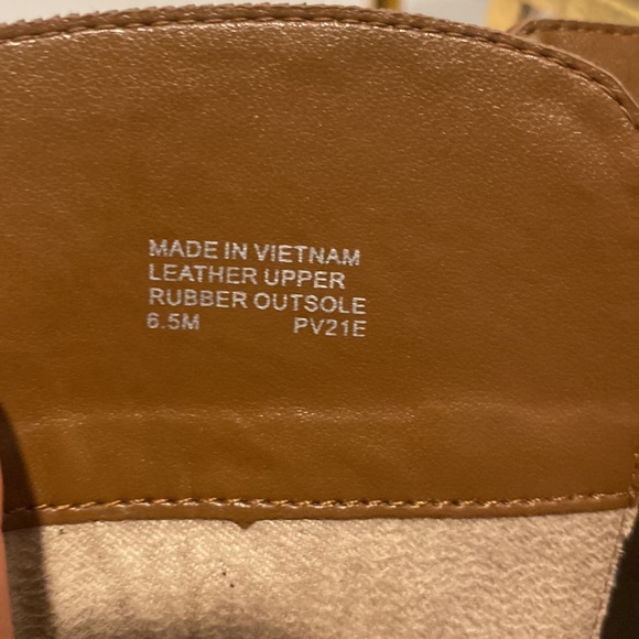 MK Cognac Zipper Up Lace MK Logo Leather Bootie 6.5M - Picture 7 of 9